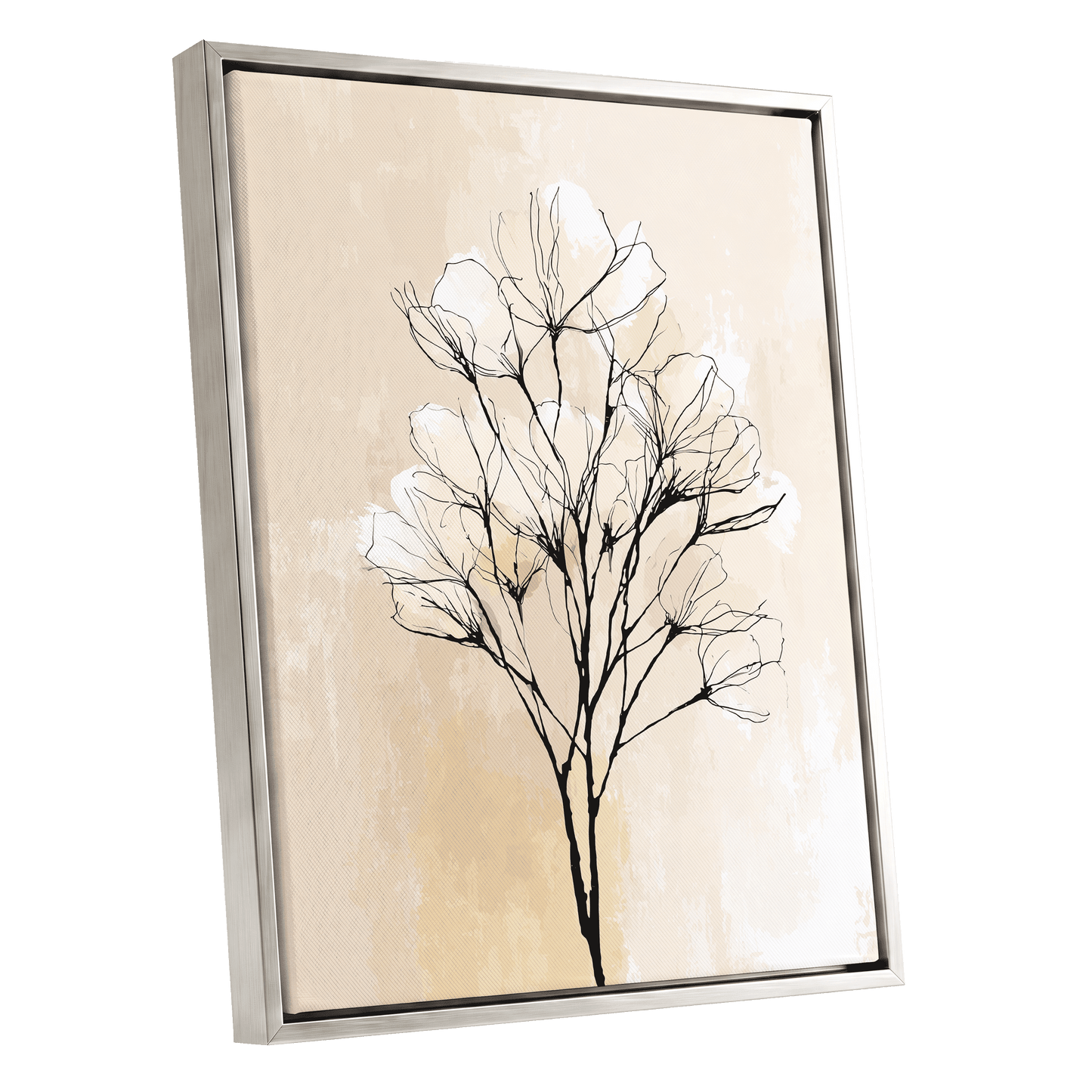 Ivory Bloom Silhouette – silver framed canvas option