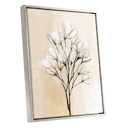Ivory Bloom Silhouette – silver framed canvas option