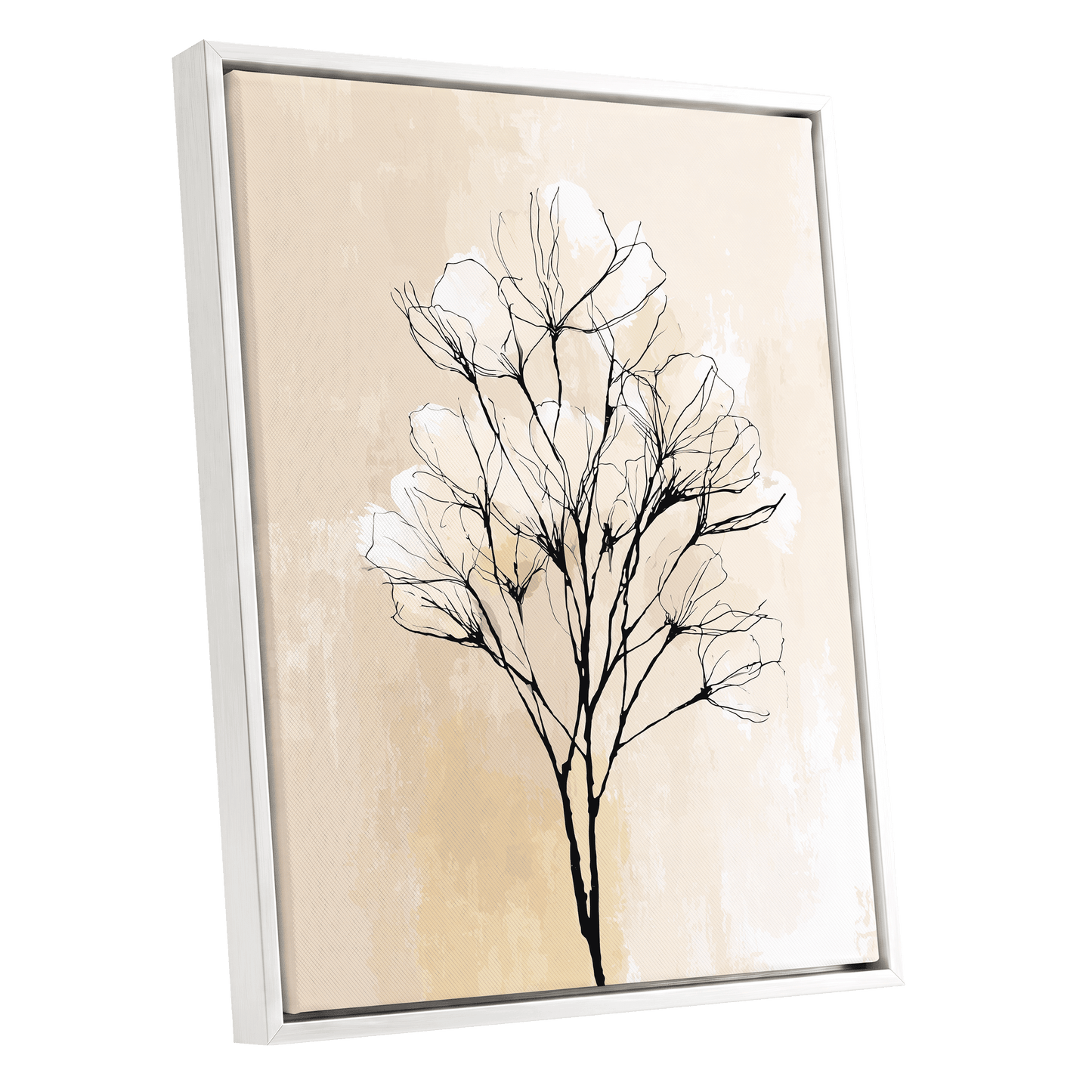 Ivory Bloom Silhouette – white framed canvas option