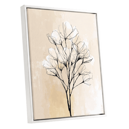 Ivory Bloom Silhouette – white framed canvas option