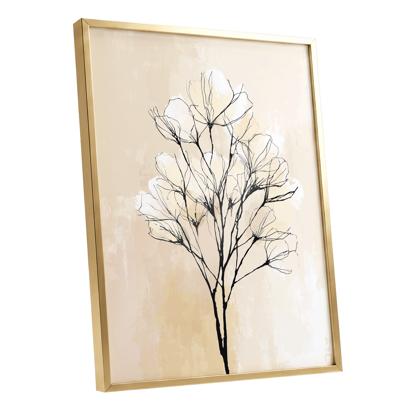 Ivory Bloom Silhouette – gold framed poster option
