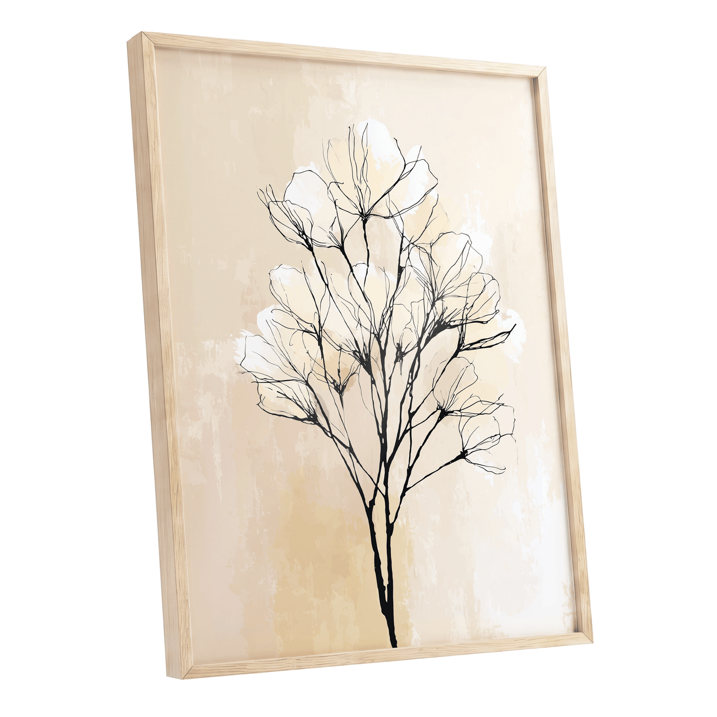 Ivory Bloom Silhouette – oak framed poster option
