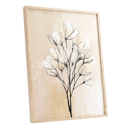 Ivory Bloom Silhouette – oak framed poster option