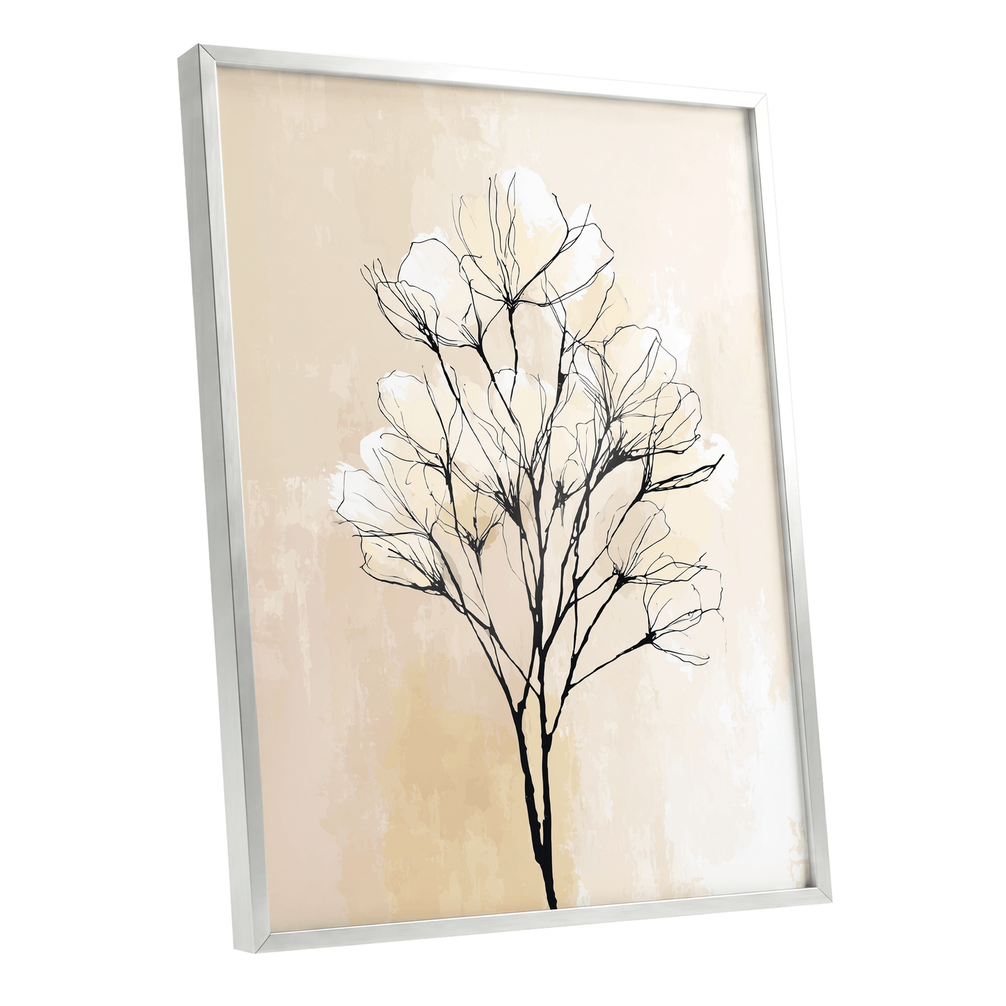 Ivory Bloom Silhouette – silver framed poster option