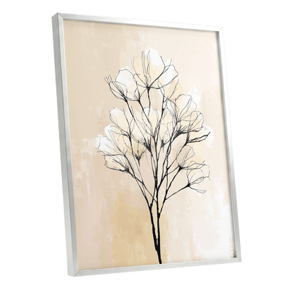Ivory Bloom Silhouette – silver framed poster option
