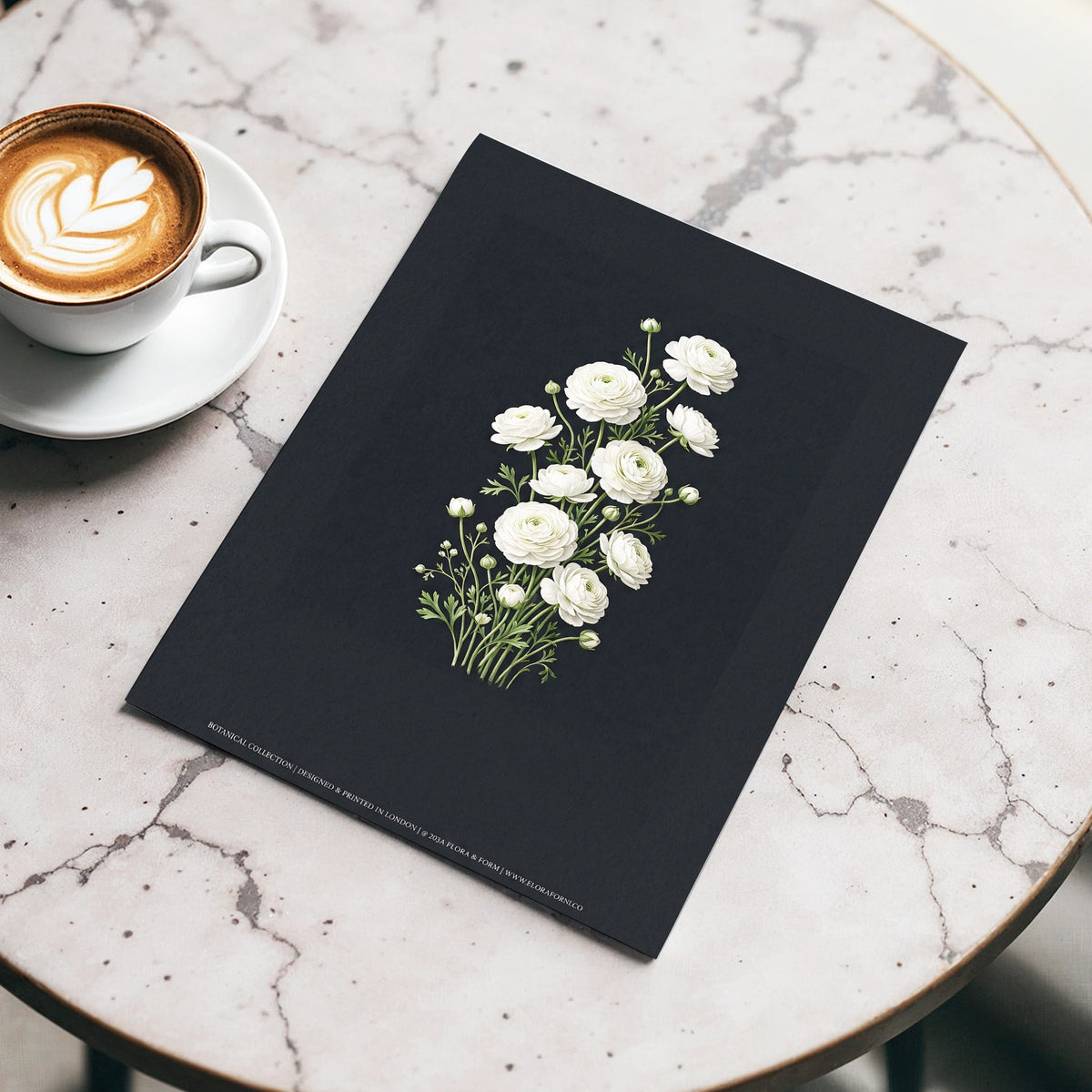 Ivory Bloom Study, black, green, white floral wall art displayed in a styled interior, gallery view 3