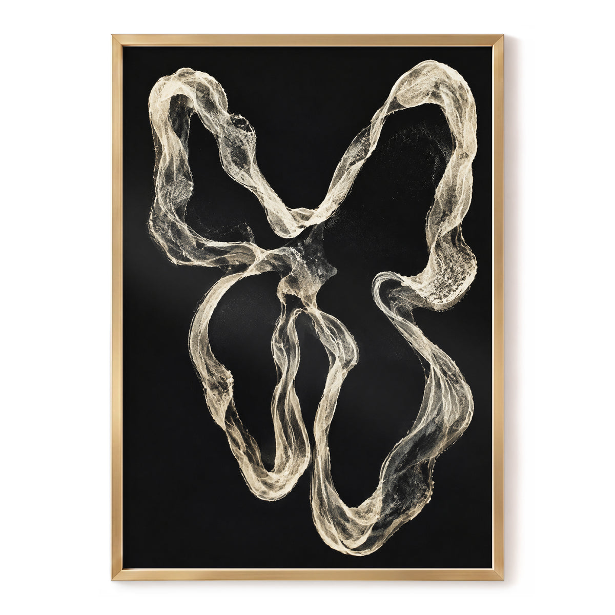 Ivory Drift, black, beige, white abstract wall art, front artwork view