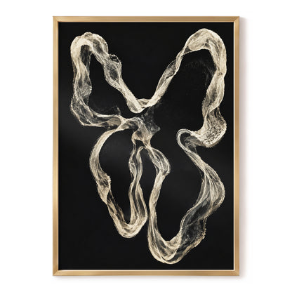 Ivory Drift, black, beige, white abstract wall art, front artwork view