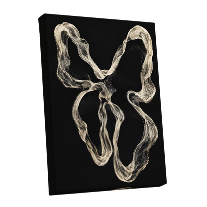 Ivory Drift, black, beige, white abstract wall art shown as a stretched canvas wall art