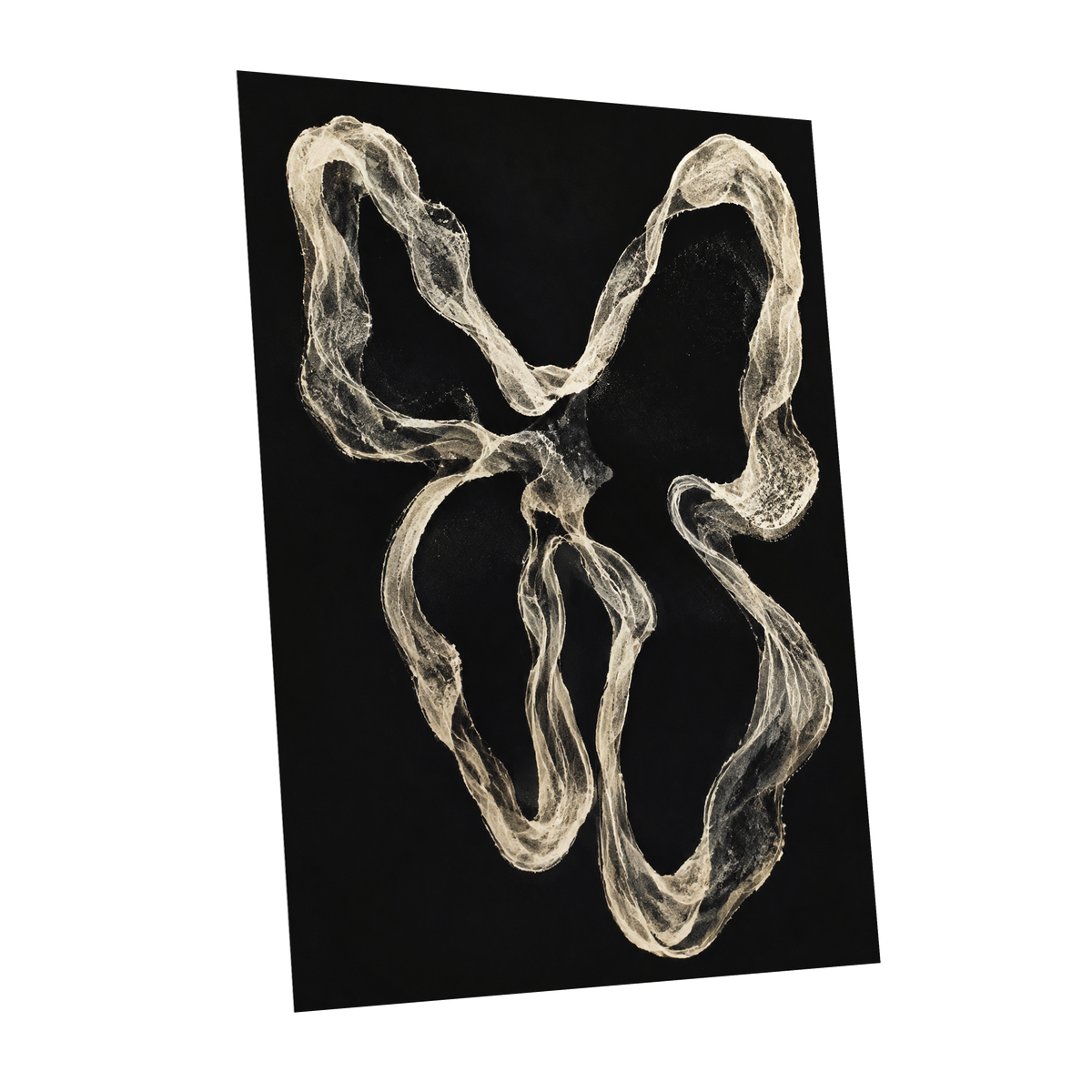 Ivory Drift, black, beige, white abstract wall art shown as a unframed poster wall art print