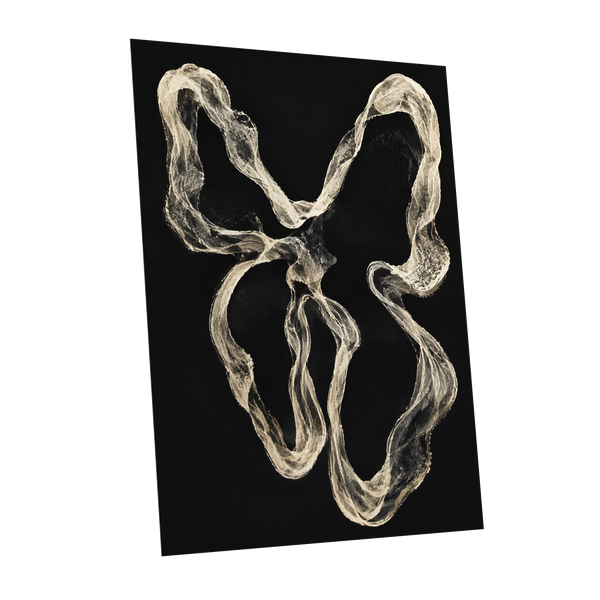 Ivory Drift, black, beige, white abstract wall art shown as a unframed poster wall art print