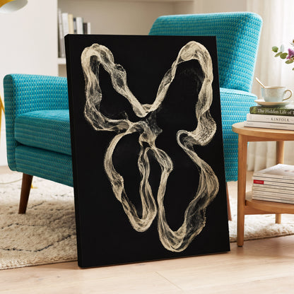 Ivory Drift, black, beige, white abstract wall art displayed in a styled interior, gallery view 3