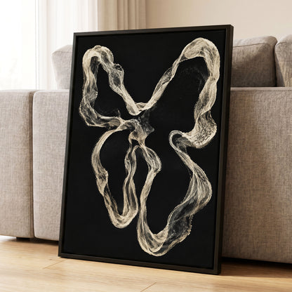 Ivory Drift, black, beige, white abstract wall art displayed in a styled interior, gallery view 8
