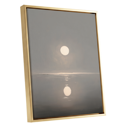 Ivory Echo on Stillwater, gray, beige, white nature wall art shown as a gold framed canvas wall art