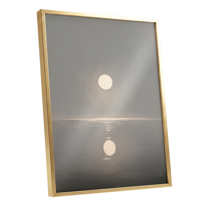 Ivory Echo on Stillwater, gray, beige, white nature wall art shown as a gold framed poster wall art print