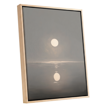 Ivory Echo on Stillwater, gray, beige, white nature wall art shown as a oak framed canvas wall art
