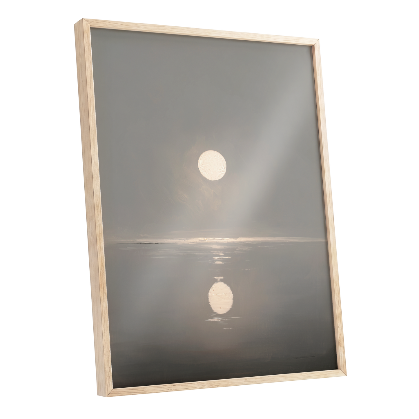 Ivory Echo on Stillwater, gray, beige, white nature wall art shown as a oak framed poster wall art print