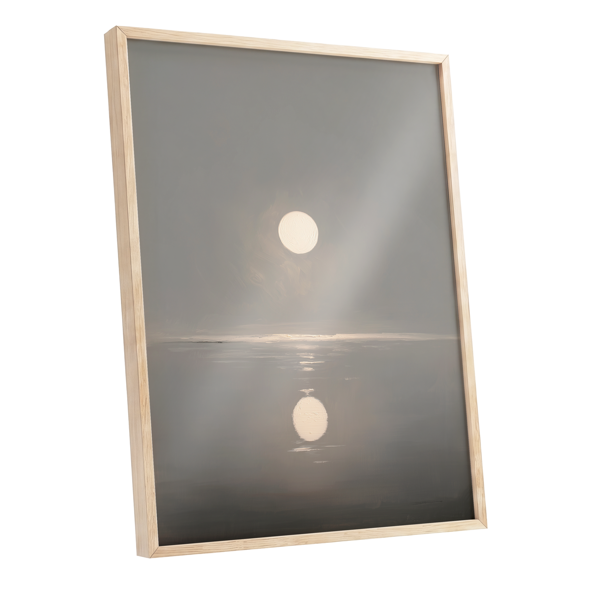 Ivory Echo on Stillwater, gray, beige, white nature wall art shown as a oak framed poster wall art print