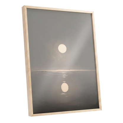 Ivory Echo on Stillwater, gray, beige, white nature wall art shown as a oak framed poster wall art print