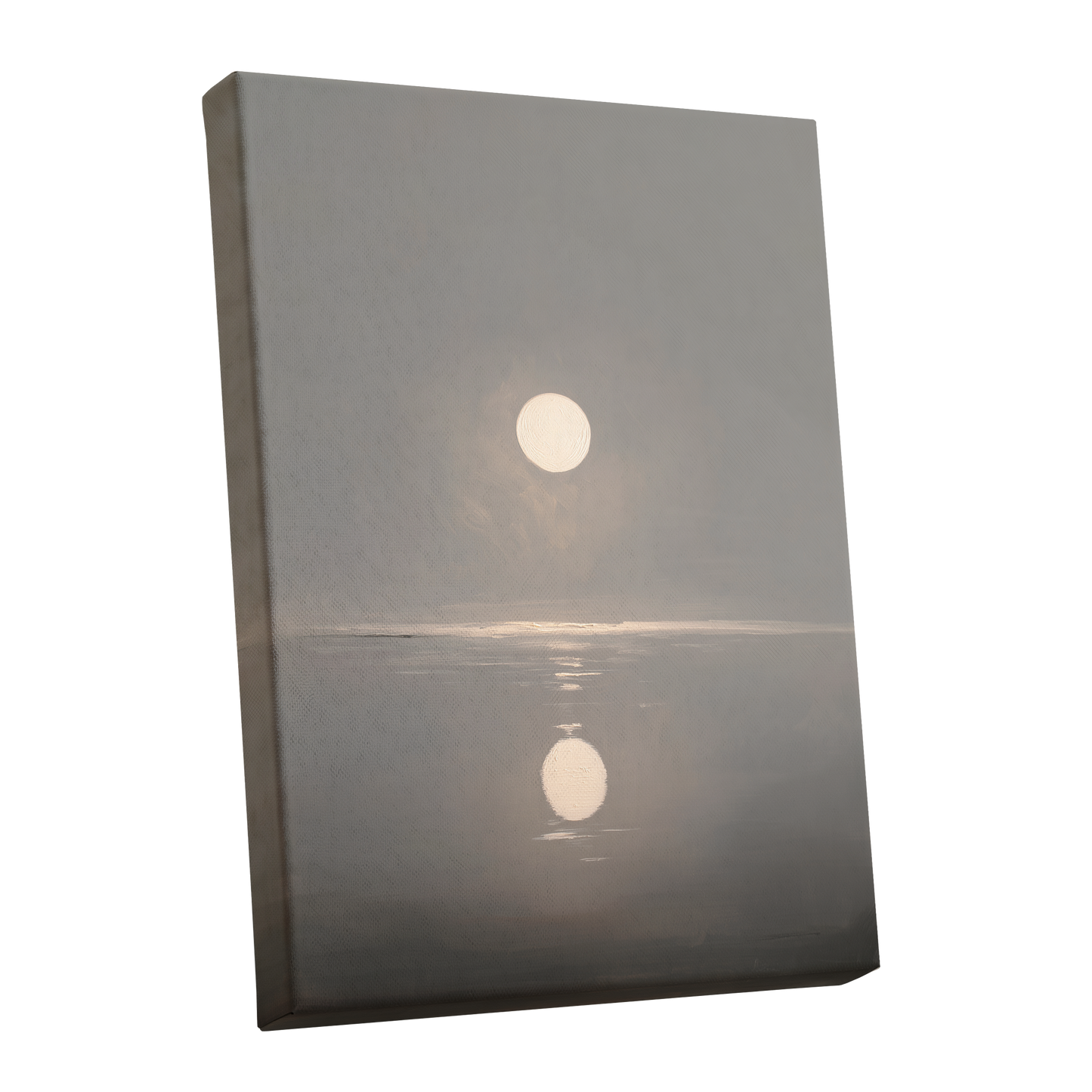 Ivory Echo on Stillwater, gray, beige, white nature wall art shown as a stretched canvas wall art