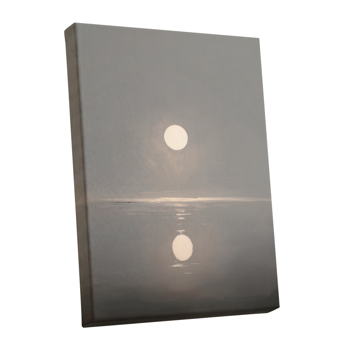 Ivory Echo on Stillwater, gray, beige, white nature wall art shown as a stretched canvas wall art
