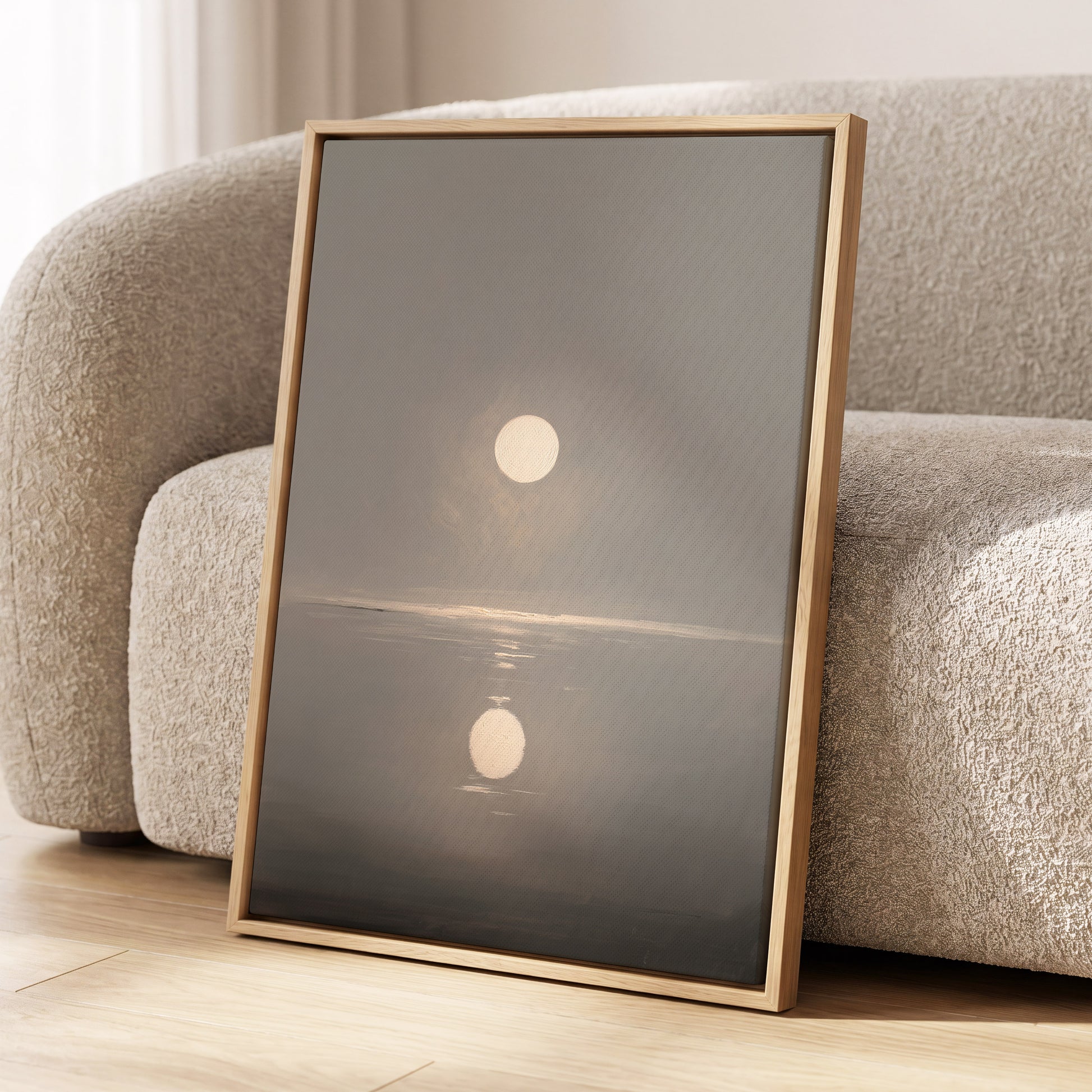 Ivory Echo on Stillwater, gray, beige, white nature wall art displayed in a styled interior, gallery view 8