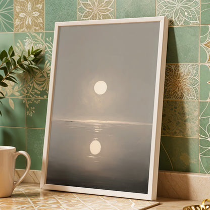Ivory Echo on Stillwater, gray, beige, white nature wall art displayed in a styled interior, gallery view 9