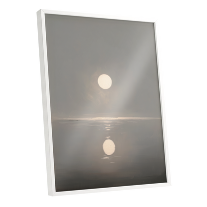 Ivory Echo on Stillwater, gray, beige, white nature wall art shown as a white framed poster wall art print