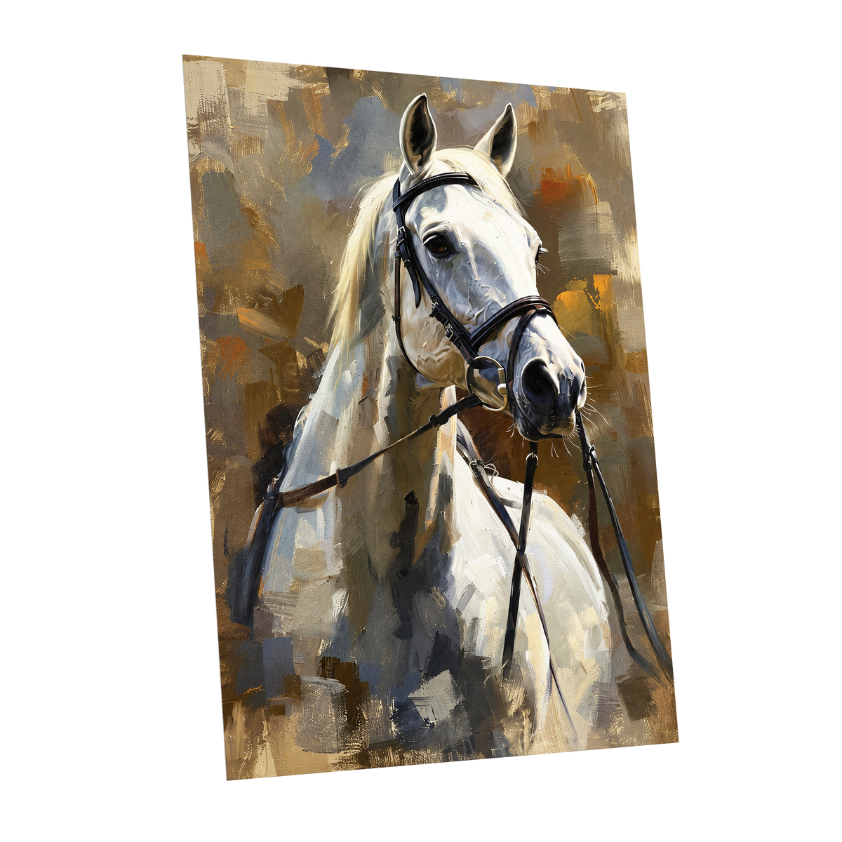 Ivory Equine, white, black, beige nature wall art shown as a unframed poster wall art print