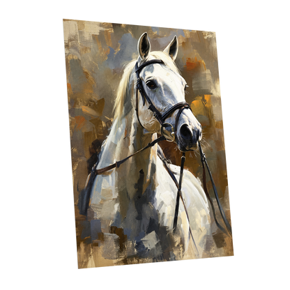 Ivory Equine, white, black, beige nature wall art shown as a unframed poster wall art print