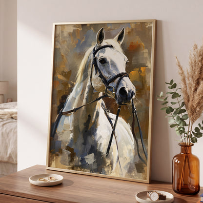 Ivory Equine, white, black, beige nature wall art displayed in a styled interior, gallery view 2