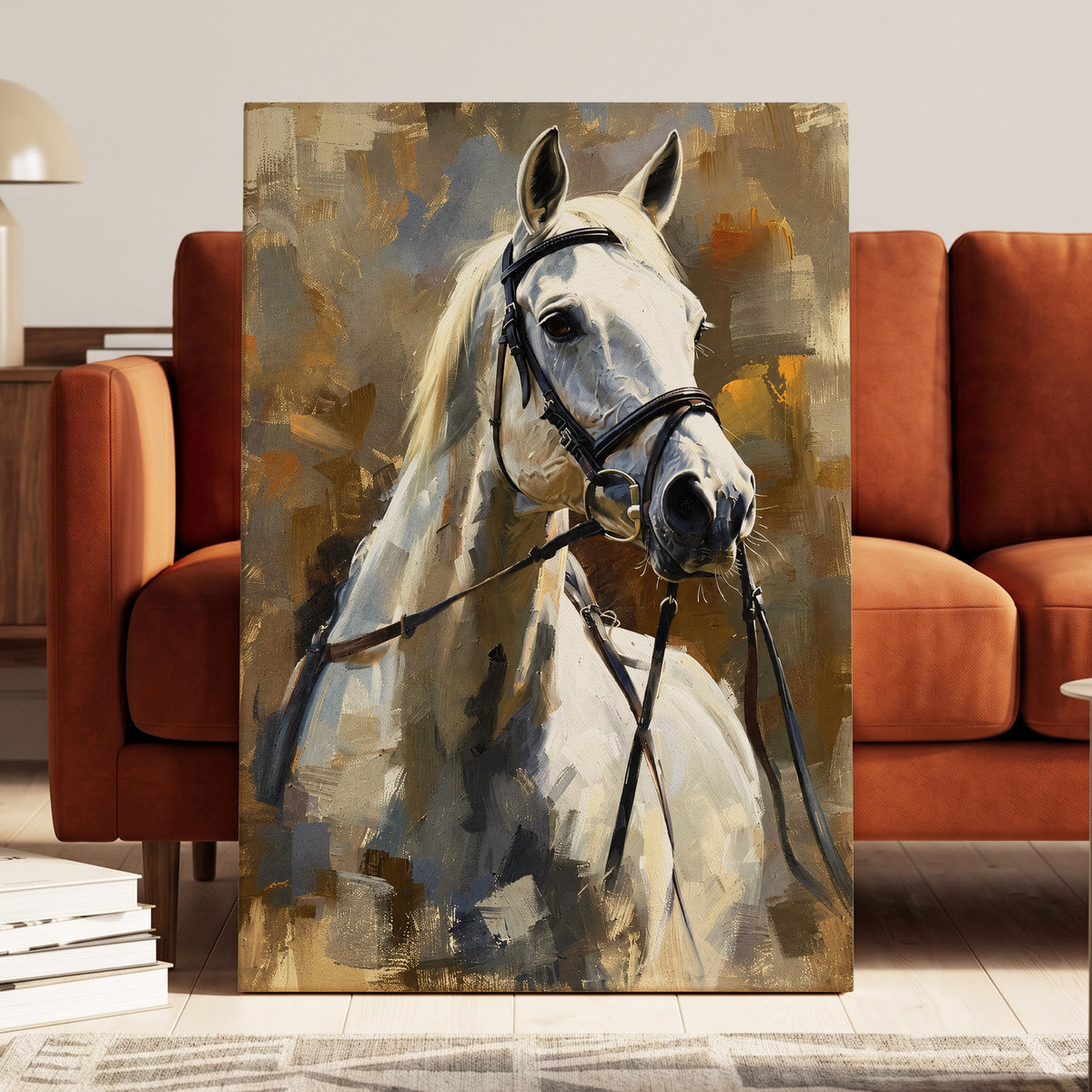 Ivory Equine, white, black, beige nature wall art displayed in a styled interior, gallery view 3