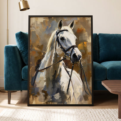 Ivory Equine, white, black, beige nature wall art displayed in a styled interior, gallery view 6
