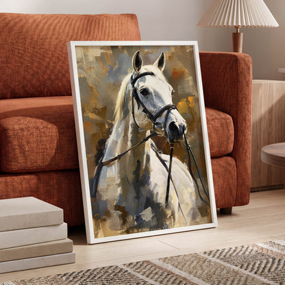 Ivory Equine, white, black, beige nature wall art displayed in a styled interior, gallery view 9