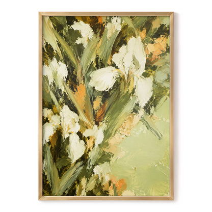 Ivory Garden Rhythm, green, white, beige floral wall art, front artwork view
