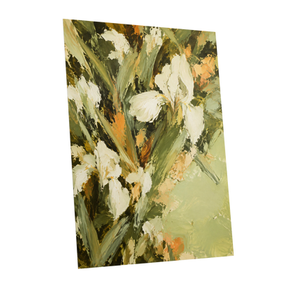 Ivory Garden Rhythm, green, white, beige floral wall art shown as a unframed poster wall art print