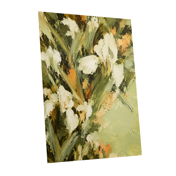 Ivory Garden Rhythm, green, white, beige floral wall art shown as a unframed poster wall art print