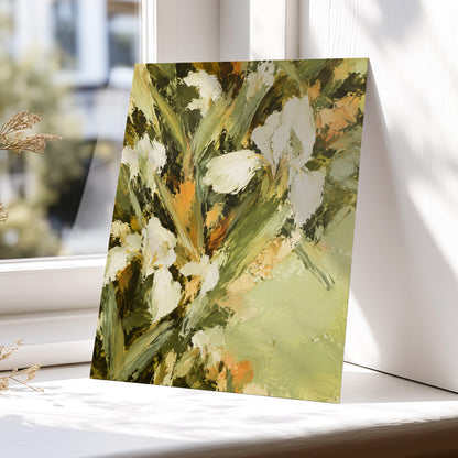 Ivory Garden Rhythm, green, white, beige floral wall art displayed in a styled interior, gallery view 5