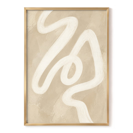 Ivory Meander, beige, white, brown abstract wall art, front artwork view