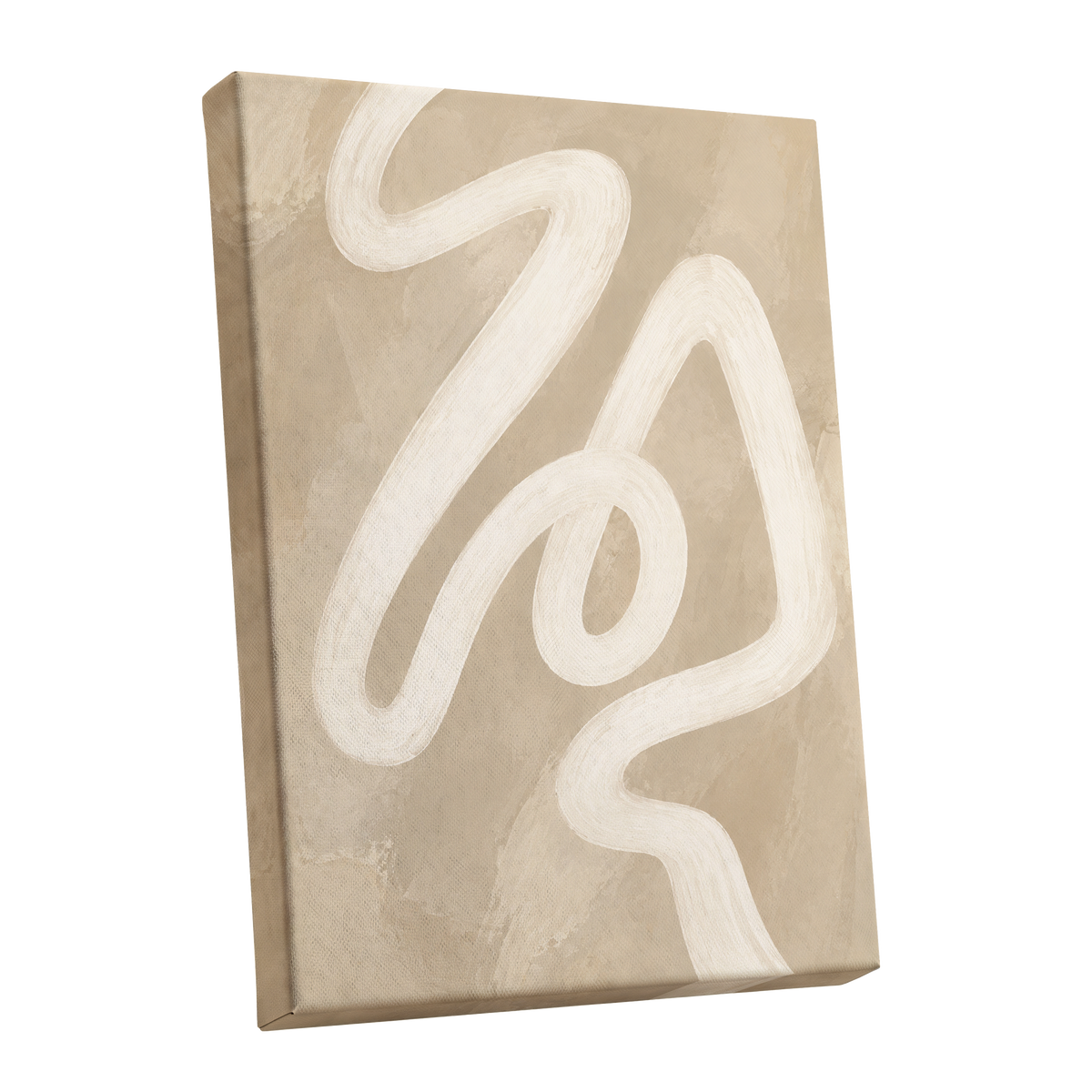 Ivory Meander, beige, white, brown abstract wall art shown as a stretched canvas wall art