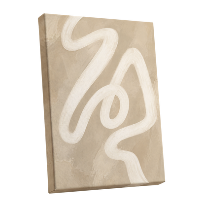 Ivory Meander, beige, white, brown abstract wall art shown as a stretched canvas wall art