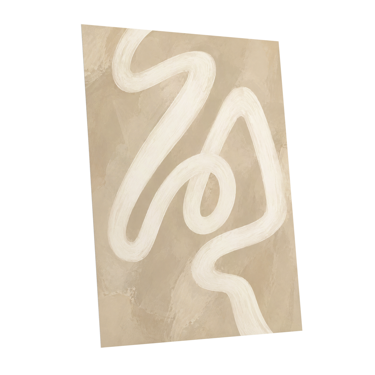 Ivory Meander, beige, white, brown abstract wall art shown as a unframed poster wall art print