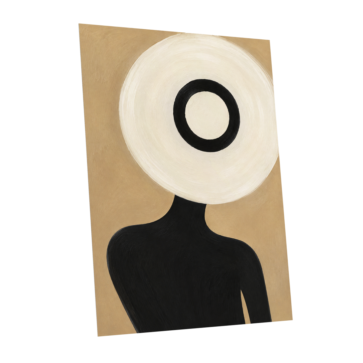 Ivory Orbit, beige, white, black minimalist wall art shown as a unframed poster wall art print