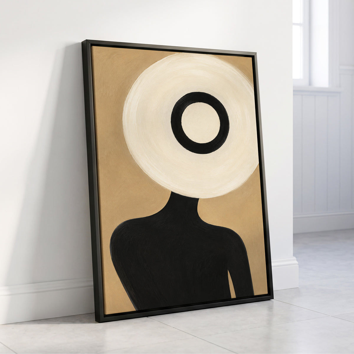 Ivory Orbit, beige, white, black minimalist wall art displayed in a styled interior, gallery view 4