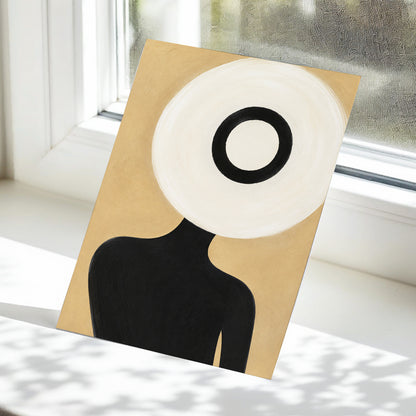 Ivory Orbit, beige, white, black minimalist wall art displayed in a styled interior, gallery view 5