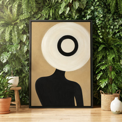 Ivory Orbit, beige, white, black minimalist wall art displayed in a styled interior, gallery view 8