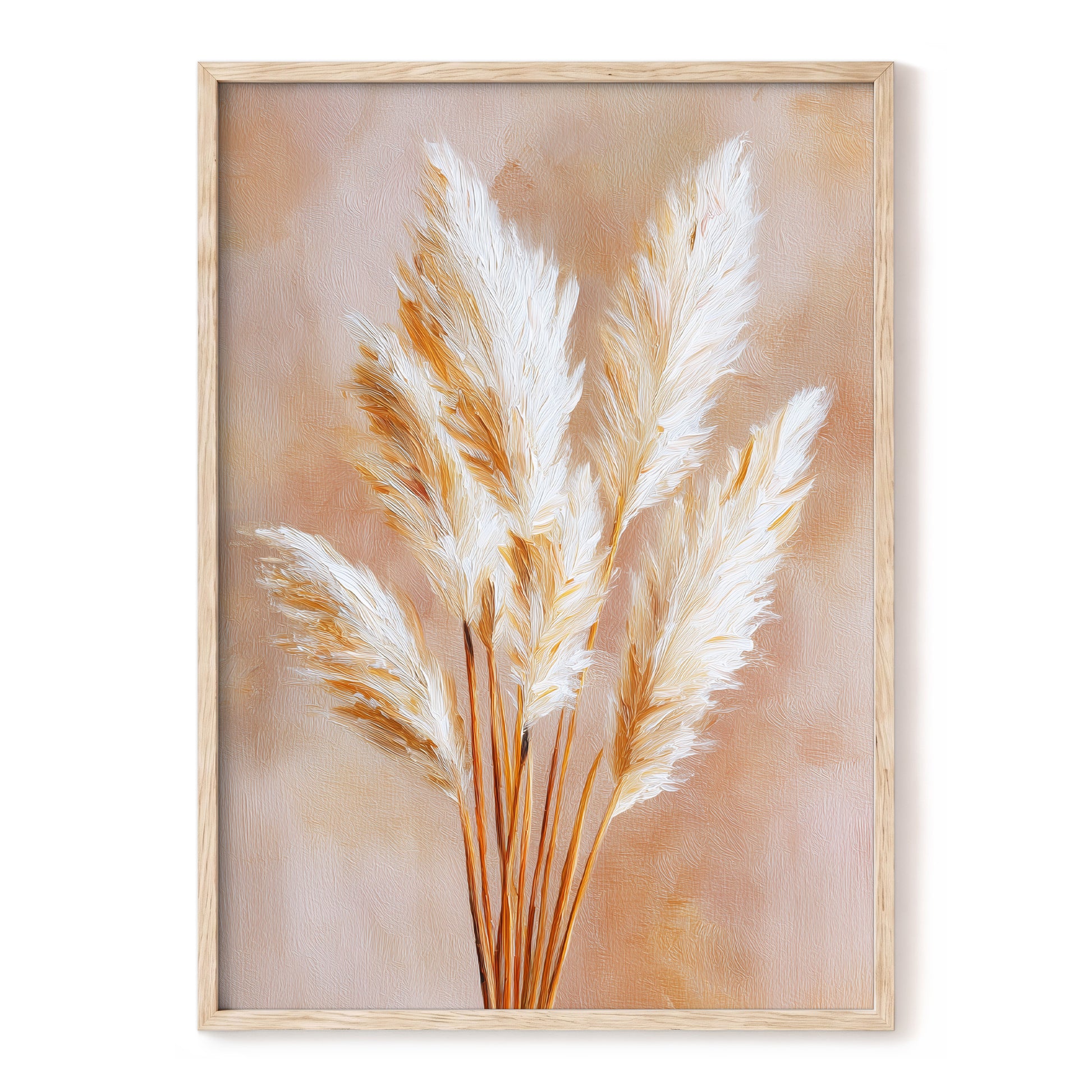 Ivory Pampas Reverie, beige, white, gold nature wall art, front artwork view