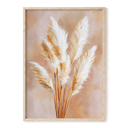 Ivory Pampas Reverie, beige, white, gold nature wall art, front artwork view