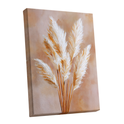 Ivory Pampas Reverie, beige, white, gold nature wall art shown as a stretched canvas wall art