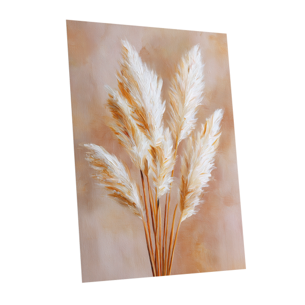 Ivory Pampas Reverie, beige, white, gold nature wall art shown as a unframed poster wall art print